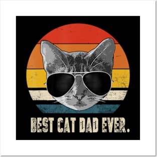 Best Cat Dad Ever Vintage Retro Cat Daddy Cat Father Posters and Art